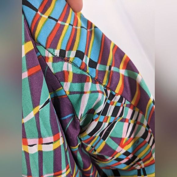 Desigual Shirt dress, vibrant print dress with pockets stripes size large - Picture 8 of 10